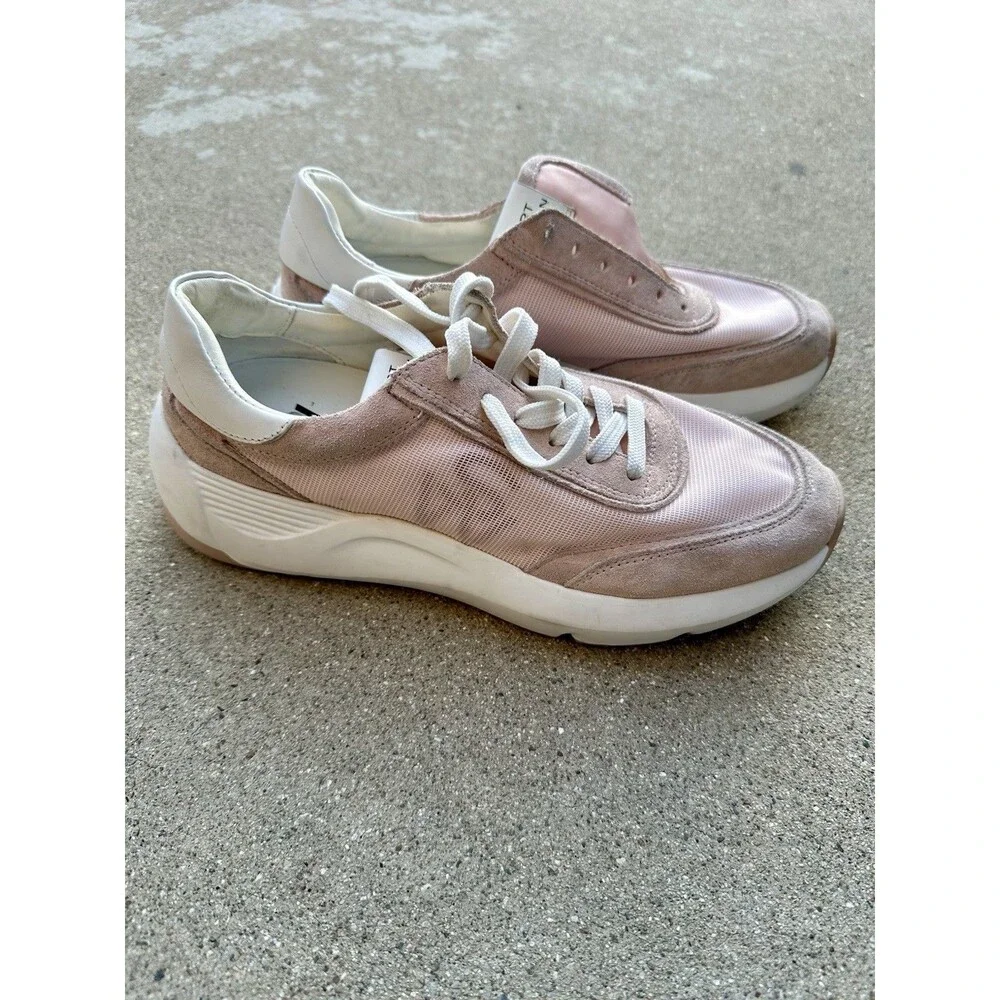 Stuart Weitzman Glide Suede -Trimmed Platform Sneakers US W 10 S1015WYS Pink